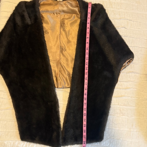 Vintage FAUX MINK FUR Stole | ART DECO GLAM Shawl LINED WRAP Capelet | Mahogany - Picture 14 of 14